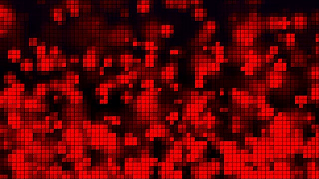 红色上升气泡和方块马赛克，电脑生成背景，3D渲染视频下载