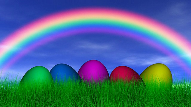 彩虹下的复活节彩蛋视频素材