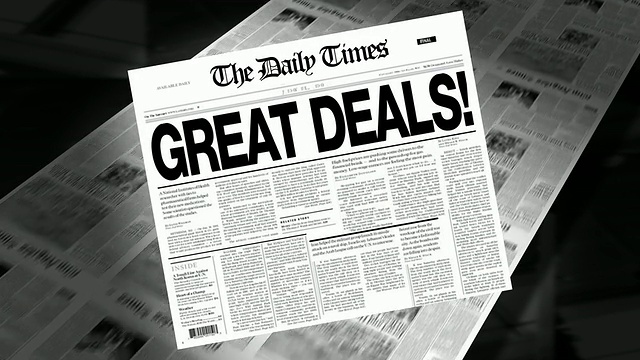 伟大的交易!-报纸标题(介绍+循环)视频素材