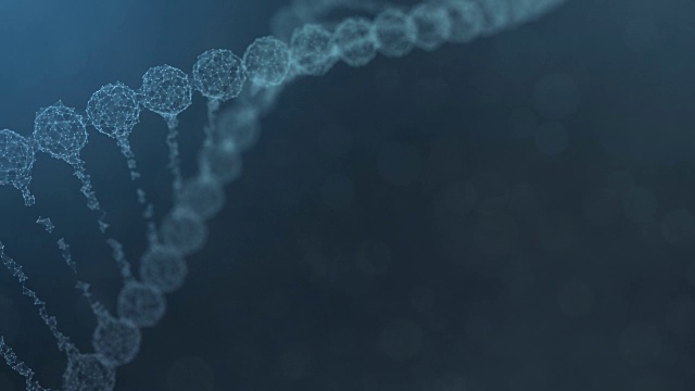 旋转神经丛DNA链与脉冲运行-蓝色版本视频素材