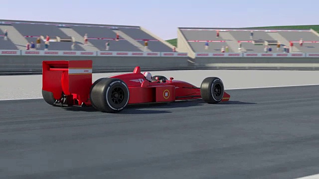 红色赛车穿过终点线与摄像机变焦- 4K 3D动画视频下载