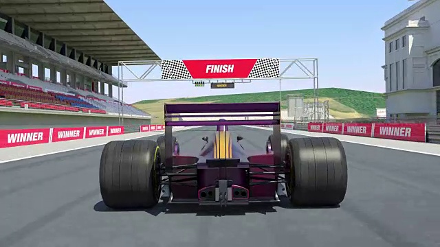 赛车穿过终点线然后刹车- 4K 3D动画视频下载