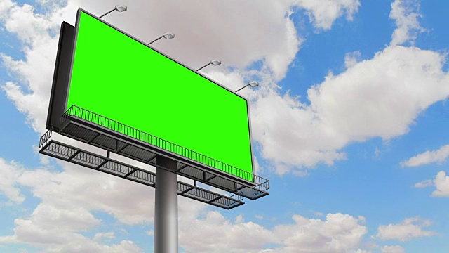 空广告牌用色度键绿屏，在蓝天上用云延时，做广告视频素材