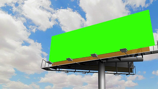 空广告牌用色度键绿屏，上蓝天用云，延时运动，广告视频素材