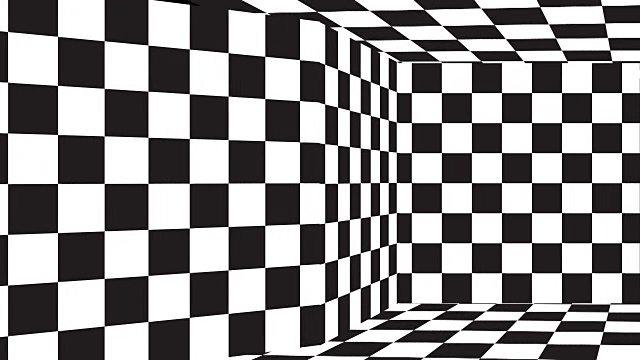 移动无缝背景棋盘模式的透视，黑白几何设计。视频素材