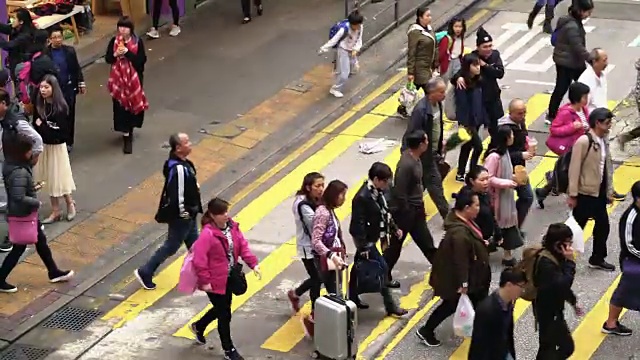 人潮在香港，斑马线视频下载