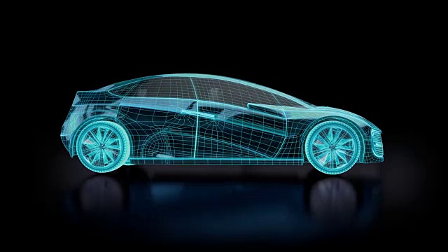 未来电动汽车的蓝灯蓝图。视频下载