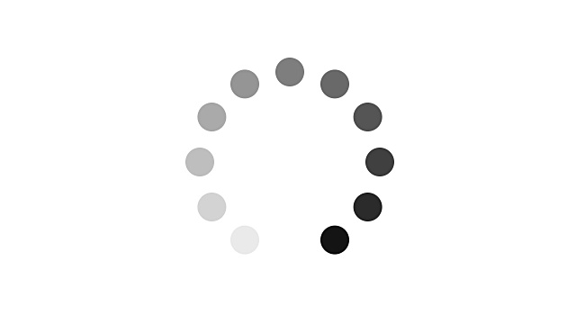 4K动画-在白色背景上加载黑色圆圈图标。在中心位置圈出你的标志和文本。运动图形和动画背景。视频素材