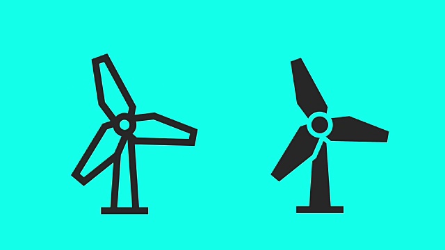 逆时针风力涡轮机-矢量动画视频素材