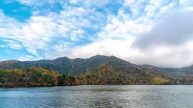 延时:日本枥木县日光湖上的由木湖视频素材