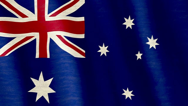 澳大利亚国旗在风中飘扬的特写。视频下载