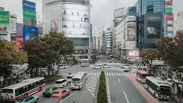 时间流逝——东京，新宿人群穿过街道视频素材