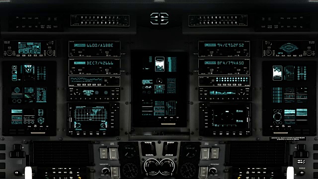 宇宙飞船上的未来控制室仪表盘视频素材