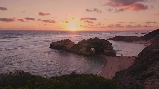 澳大利亚海滩日落景象，莫宁顿半岛视频素材