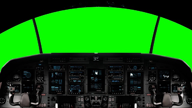 绿色屏幕上的未来主义宇宙飞船驾驶舱视频素材