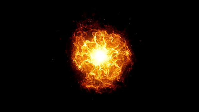 地狱的火球。抽象的燃烧球体与炽热的火焰。视频下载