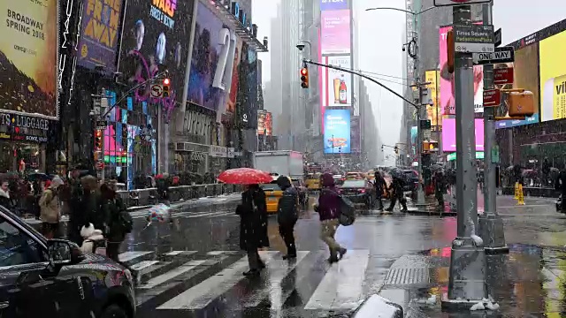时代广场正在下雪视频素材