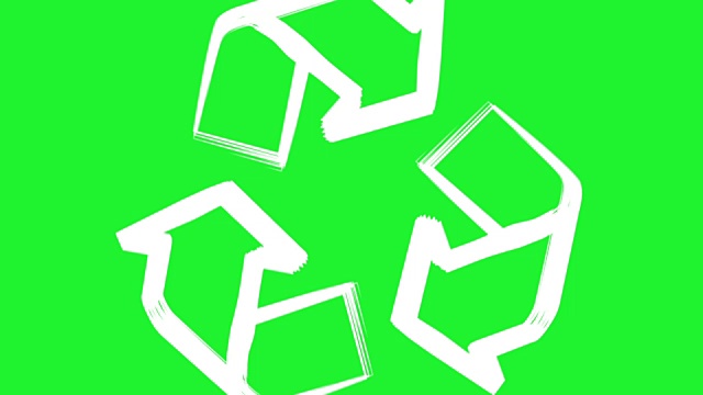 循环符号或标志的保护绿色图标旋转在绿色色度键背景。在动画开始时放大，在动画结束时缩小。视频下载