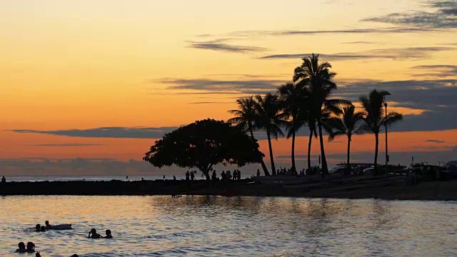 夏威夷棕榈树日落4k慢镜头视频素材