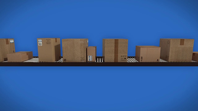 传送带上的纸盒，循环动画视频素材