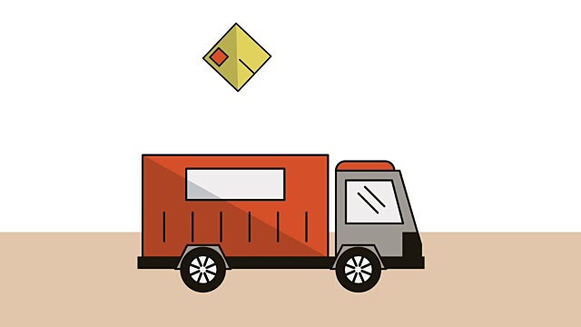 卡车与箱子送货服务动画视频下载