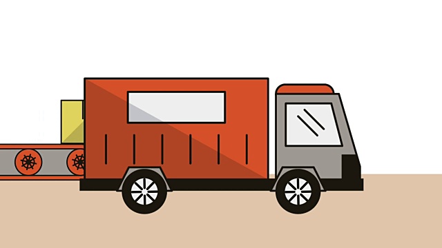 运输乐队与箱子和卡车送货服务动画视频下载