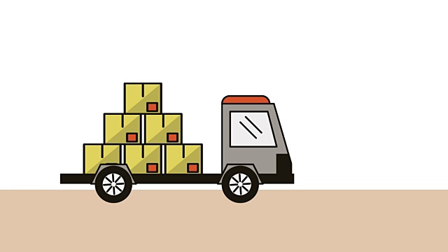 卡车和箱子送货服务动画视频下载