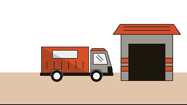 仓库与飞机和卡车送货服务动画视频下载