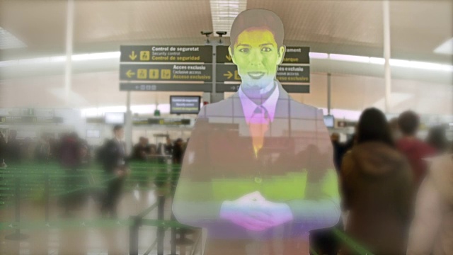 巴塞罗那机场的全息信号器视频下载