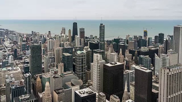 白天芝加哥天际线鸟瞰图视频素材