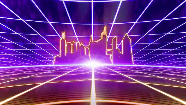 复古80年代VHS磁带视频游戏介绍景观矢量街机线框城市4k视频素材