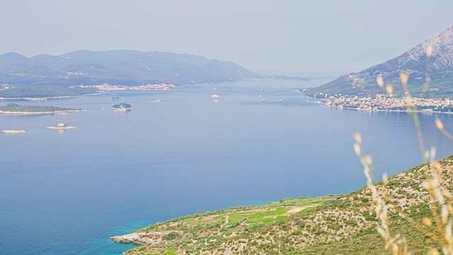 克罗地亚科尔库拉岛风景优美，阳光明媚的海景视频下载