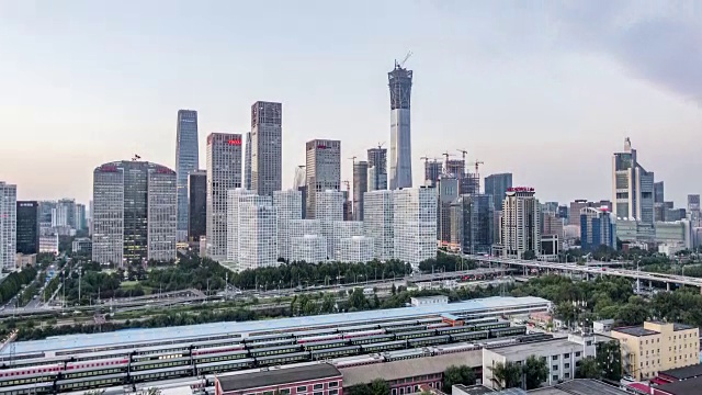 北京CBD日落时光流逝视频素材