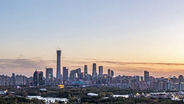 延时摄影,日落,北京cbd,国内著名景点视频素材