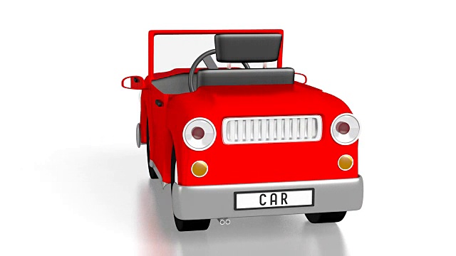 白色背景上的3D红色玩具车视频下载