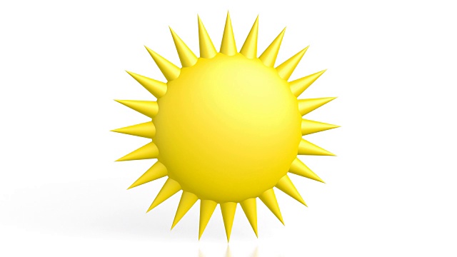 3D黄色太阳形状在白色的背景视频素材