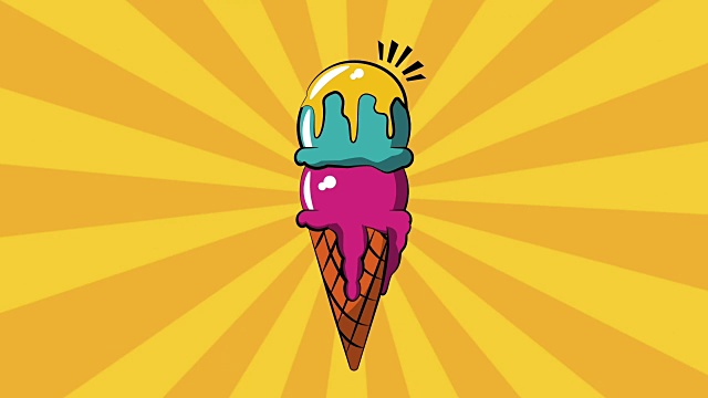 波普艺术冰淇淋美味蛋筒高清清晰度视频素材