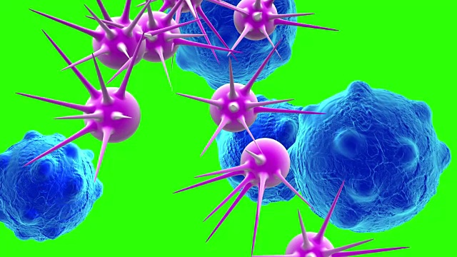 动画-癌细胞与高细节在绿色屏幕上视频下载