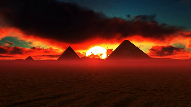 红色乌云密布的吉萨金字塔视频下载