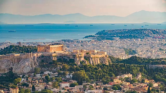 希腊雅典鸟瞰图的时间推移视频下载