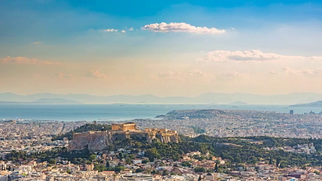 希腊雅典鸟瞰图的时间推移视频下载