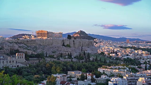雅典卫城全景，希腊视频下载