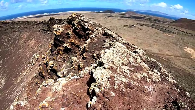 卡尔德龙Hondo火山口，富埃特文图拉，火山岩，火山岛，4K视频素材