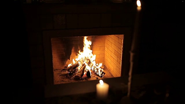 壁炉里的火视频素材