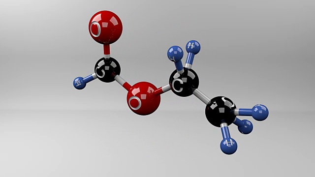 甲酸乙酯分子。视频素材