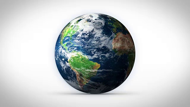 行星地球旋转与白色的背景视频下载
