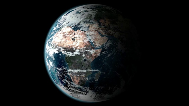 地球在太空中旋转，地球绕轴旋转视频素材