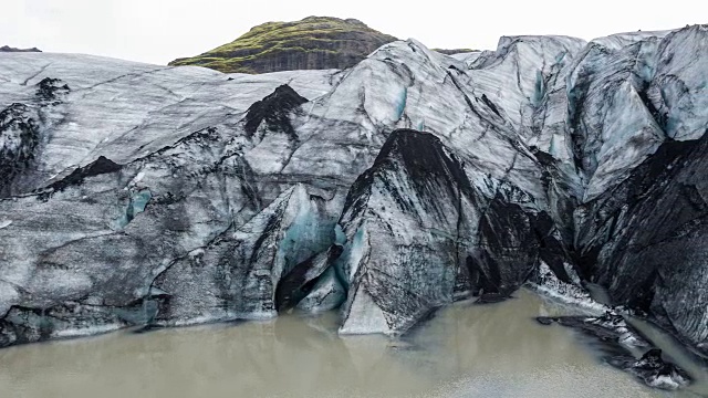 冰岛的Solheimajokull冰川泻湖视频下载