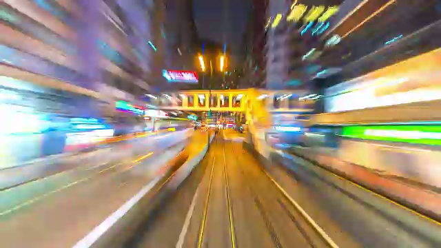 4 k。时间流逝电车快速运动在香港城市视频素材