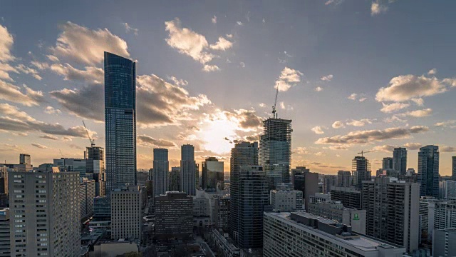城市天际线现代建筑多伦多日落视频下载